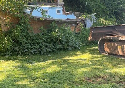 Boat being pulled from shrubbery
