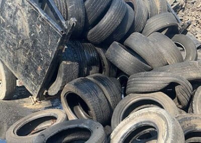 Dumping trailer full of tires